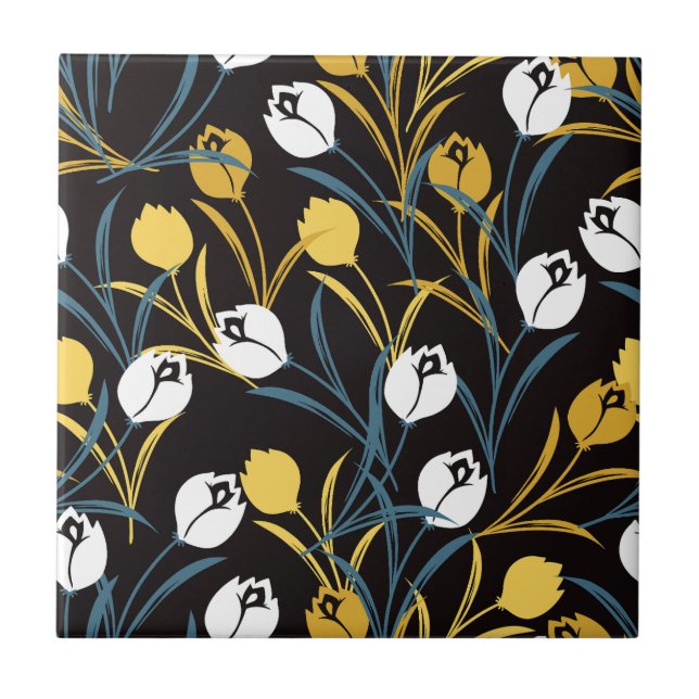 Azulejo Patrón elegante de flor tulipán (Frente)