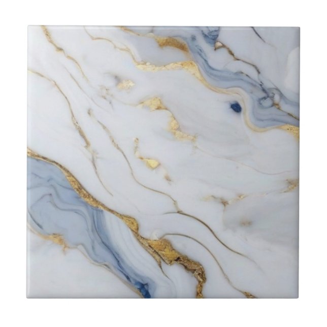 Azulejo Patrón elegante de granito de mármol dorado blanco (Frente)