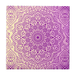 Azulejo Patrón elegante de Mandala de gradiente morado