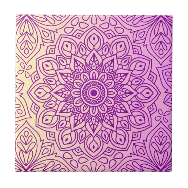 Azulejo Patrón elegante de Mandala de gradiente morado (Frente)