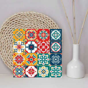 Azulejo Patrón elegante Papel mexicano Picado colorido