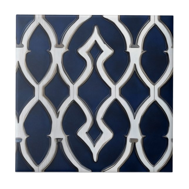 Azulejo Patrón elegante plateado (Frente)
