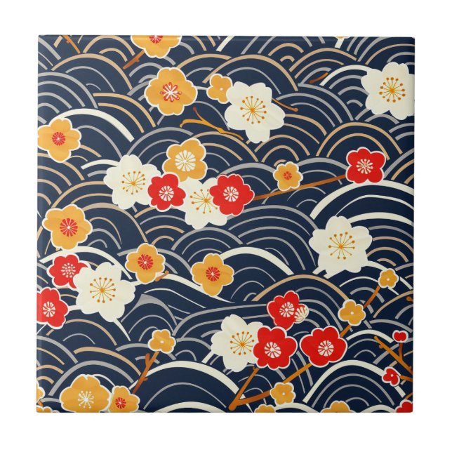 Azulejo Patrón elegante sin soldadura de flores de cerezo  (Frente)