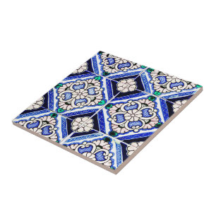 Azulejo Patrón Español Azulejo Navío Blanco Azul