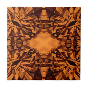Azulejo patrón estelar kaleidoscopio naranja