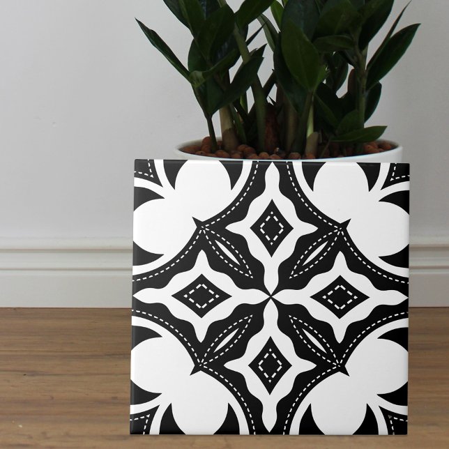Azulejo Patrón estético contemporáneo negro y blanco (Subido por el creador)