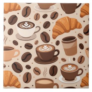 Azulejo Patrón Estético de Café Moderno