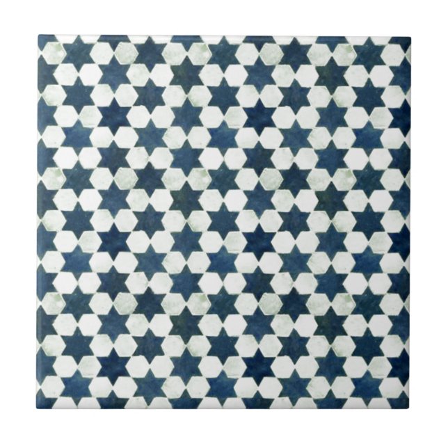 Azulejo Patrón Estrella Azul Marroquí (Frente)