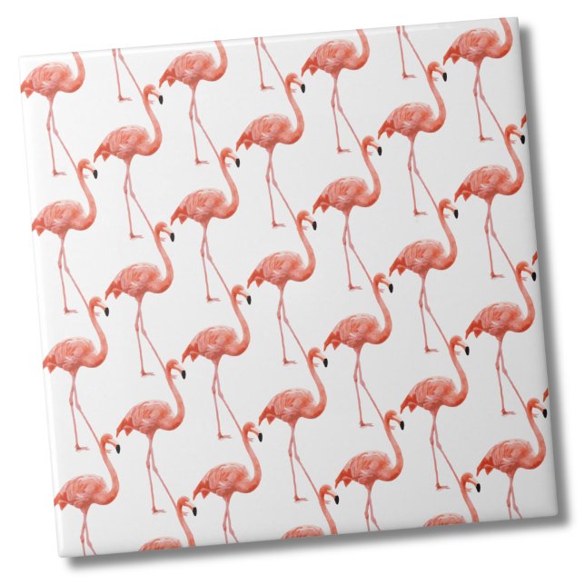 Azulejo Patrón Feminino Rosa (Simple Modern Tropical Pink Flamingo Pattern Ceramic Tile)