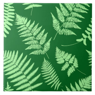 Azulejo Patrón Fern de Woodland, Ce verde esmeralda y cla