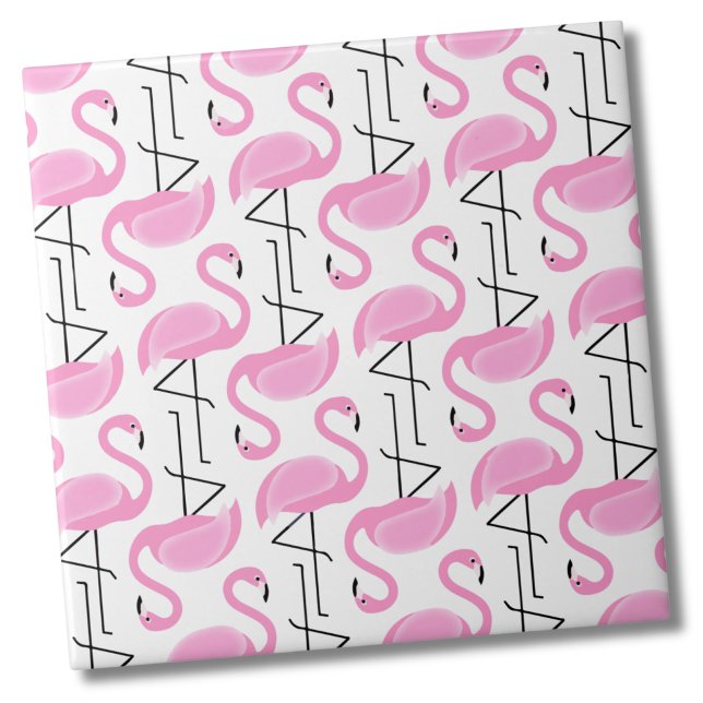 Azulejo Patrón Flamingo Rosa Girly Simple Moderno (Cute Simple Modern Tropical Pattern Pink Flamingo Ceramic Tile)