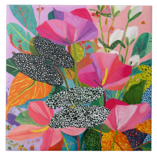 Azulejo Patrón floral abstracto colorido