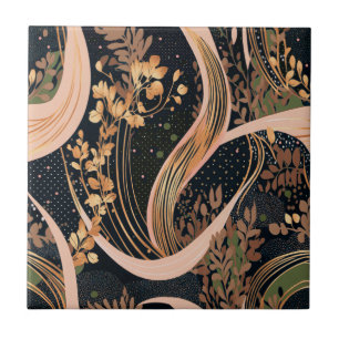 Azulejo Patrón floral abstracto, puntos de polka, vides