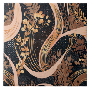 Azulejo Patrón floral abstracto, puntos de polka, vides