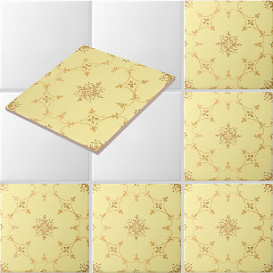 Azulejo Patrón Floral Antiguo Con Interiores De Fleuron