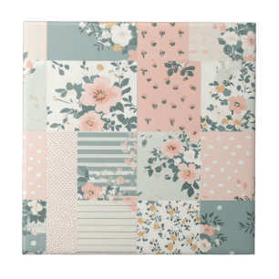 Azulejo Patrón Floral Antiguo de Parche - Pastel
