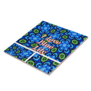 Azulejo Patrón floral azul abstracto