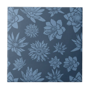 Azulejo Patrón floral azul oscuro decorativo