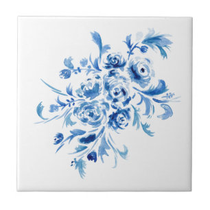 Azulejo Patrón floral azul portugués