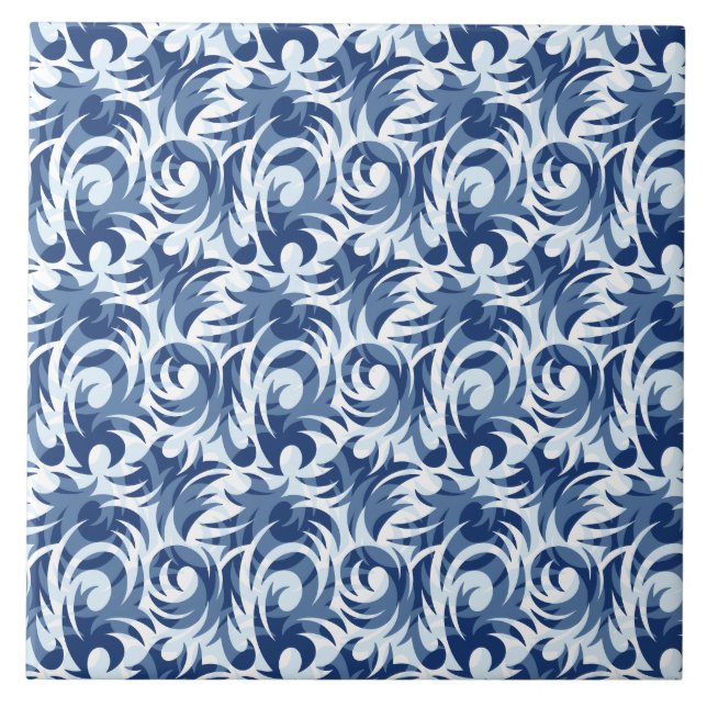Azulejo Patrón floral azul suave (Frente)