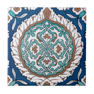 Azulejo Patrón floral azul turquesa y marroquí vintage