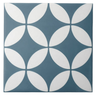 Azulejo - Patrón Floral Azul y Blanco