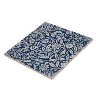 Azulejo Patrón floral azul y blanco vintage