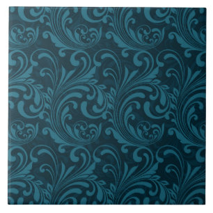 Azulejo Patrón floral barroco azul turquesa elegante