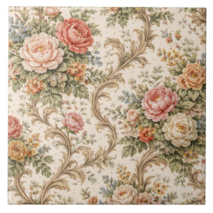 Azulejo Patrón floral barroco elegante vintage