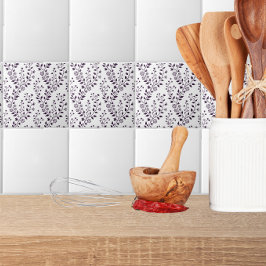Azulejo Patrón floral boho moderno ciruela blanco