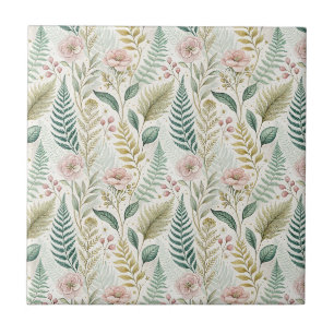 Azulejo Patrón Floral Botánico de Flor de Rubor Pintado a