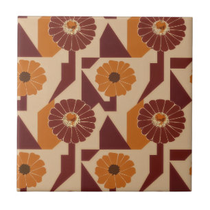 Azulejo Patrón floral botánico de otoño boho