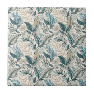 Azulejo Patrón floral botánico minimalista de hoja en verd