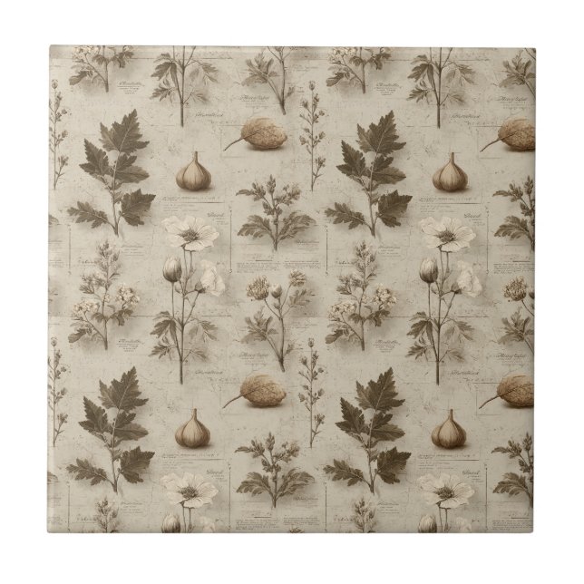 Azulejo Patrón floral botánico vintage (12) (Frente)
