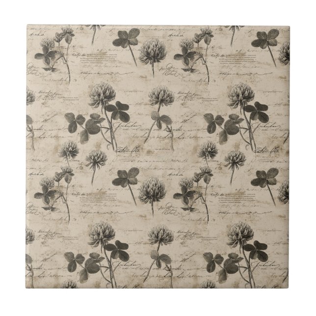 Azulejo Patrón floral botánico vintage (3) (Frente)
