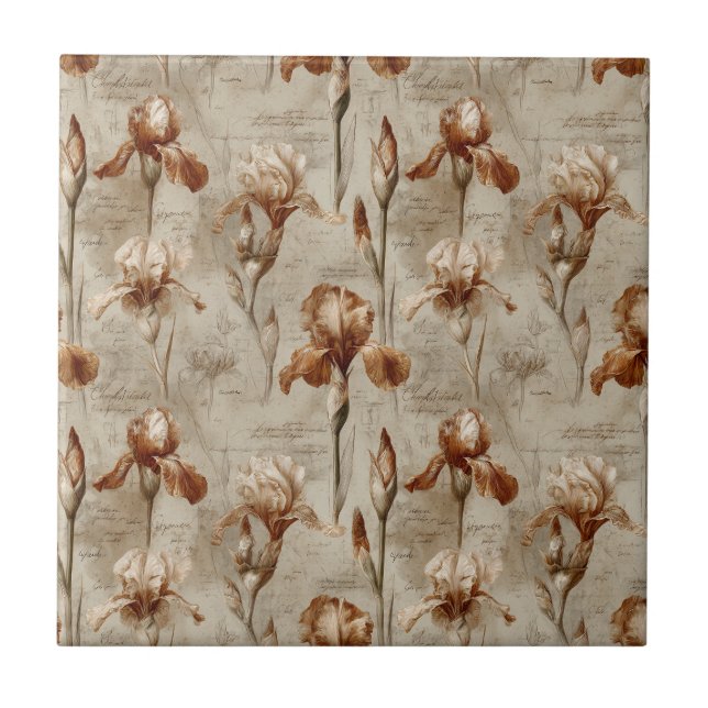 Azulejo Patrón floral botánico vintage (4) (Frente)