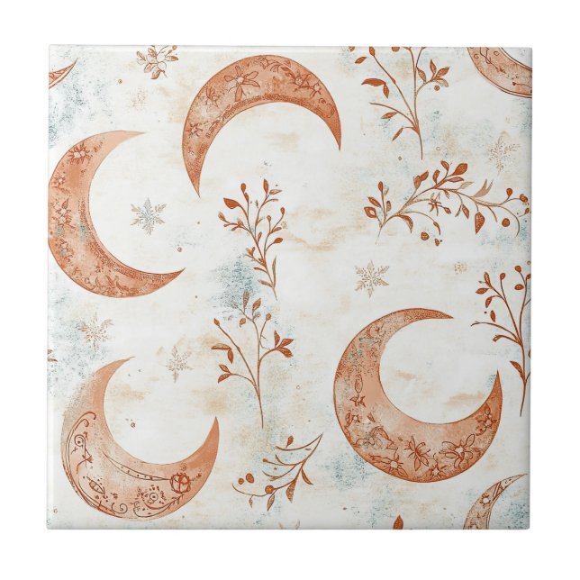 Azulejo Patrón floral celestial (5) (Frente)
