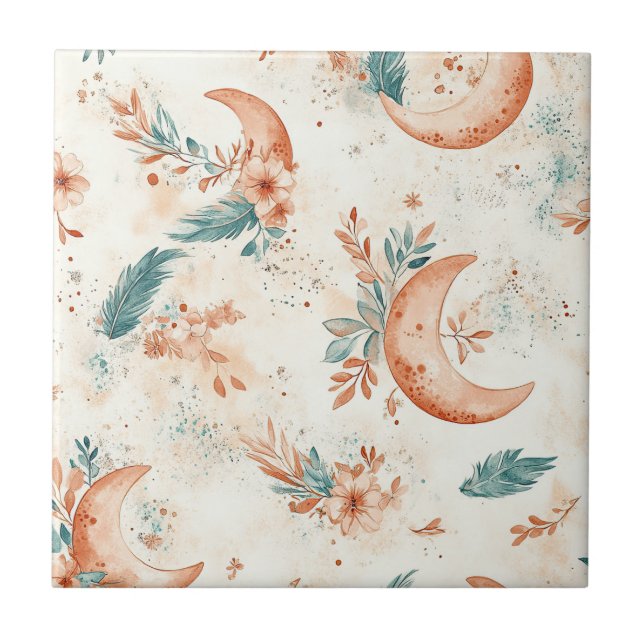 Azulejo Patrón floral celestial (6) (Frente)