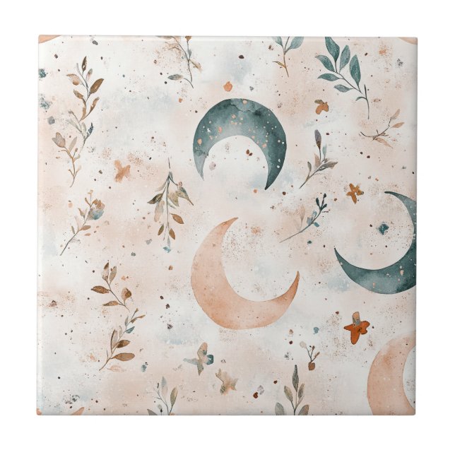 Azulejo Patrón floral celestial (8) (Frente)