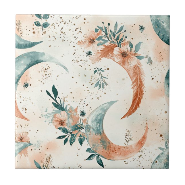 Azulejo Patrón floral celestial (9) (Frente)
