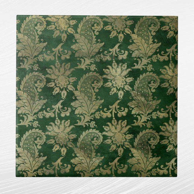 Azulejo Patrón floral Celta Green Gold Paisley (Subido por el creador)