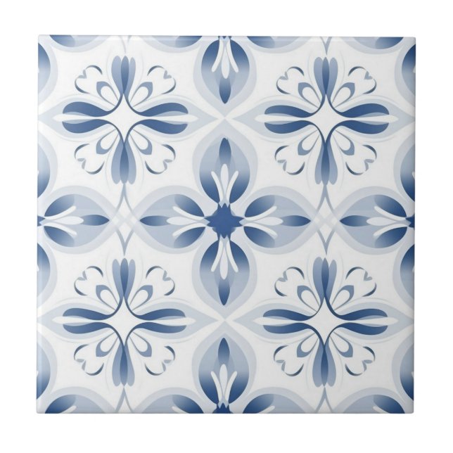 Azulejo Patrón floral clásico azul (Frente)