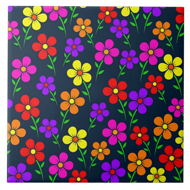 Azulejo Patrón floral colorido (Frente)