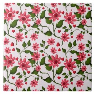 Azulejo Patrón Floral Colorido Sin Costuras Flor Brillante