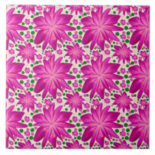Azulejo Patrón floral continuo de color rosa intenso