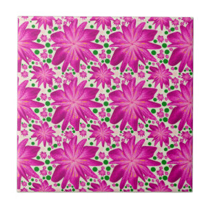 Azulejo Patrón floral continuo de color rosa intenso