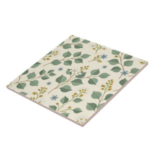 Azulejo Patrón floral continuo de eucalipto