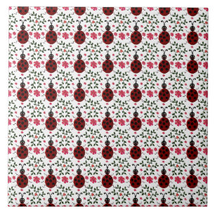 Azulejo Patrón floral continuo de mariquita linda