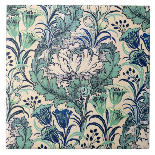 Azulejo Patrón floral crema verde de William Morris