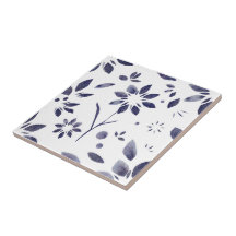 Patrón floral de acuarela azul